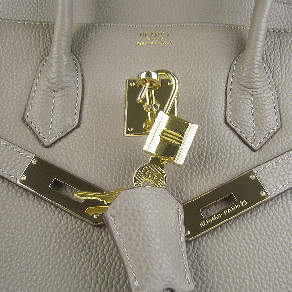 High Quality Fake Hermes Birkin 35CM Cattle Neck Veins Leather Bag khaki 6089